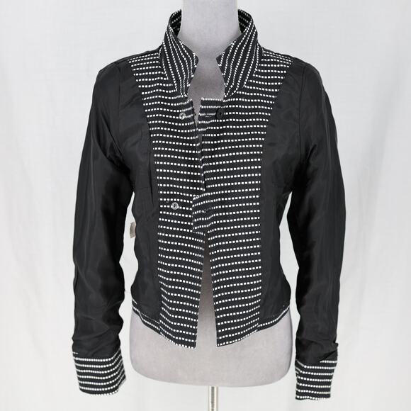 Worth Jacket Womens 4 Black White Polka Dot Cotton Lined Blazer Crop Career - Picture 13 of 15